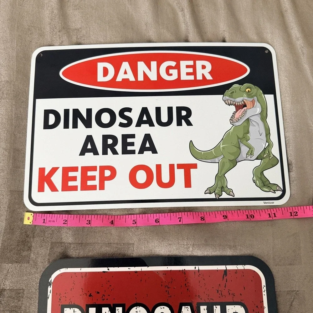 Dinosaur‎ Area Keep Out Dinosaur Site Metal Signs Set Of 2 Kids Room Decor Theme